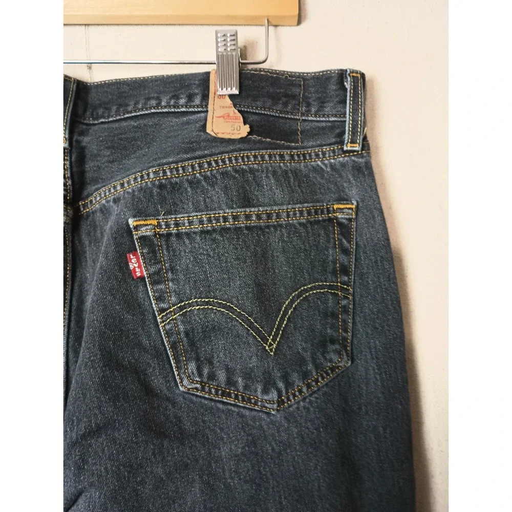 Levi's 501 Button Fly Jeans Dark Wash Denim Classic Fit Mens Size 38x32 U‎